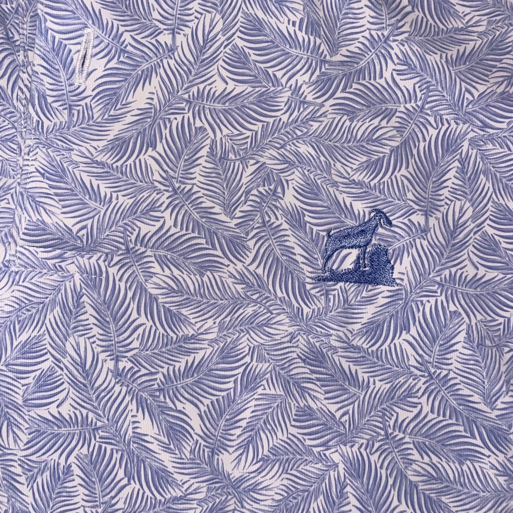Peter Millar Light Blue Leaf Print Polo - Picture 4 of 4